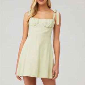 Peppermayo French Kiss Oasis Mini Dress Sage Green 6 flirty tie strap linen